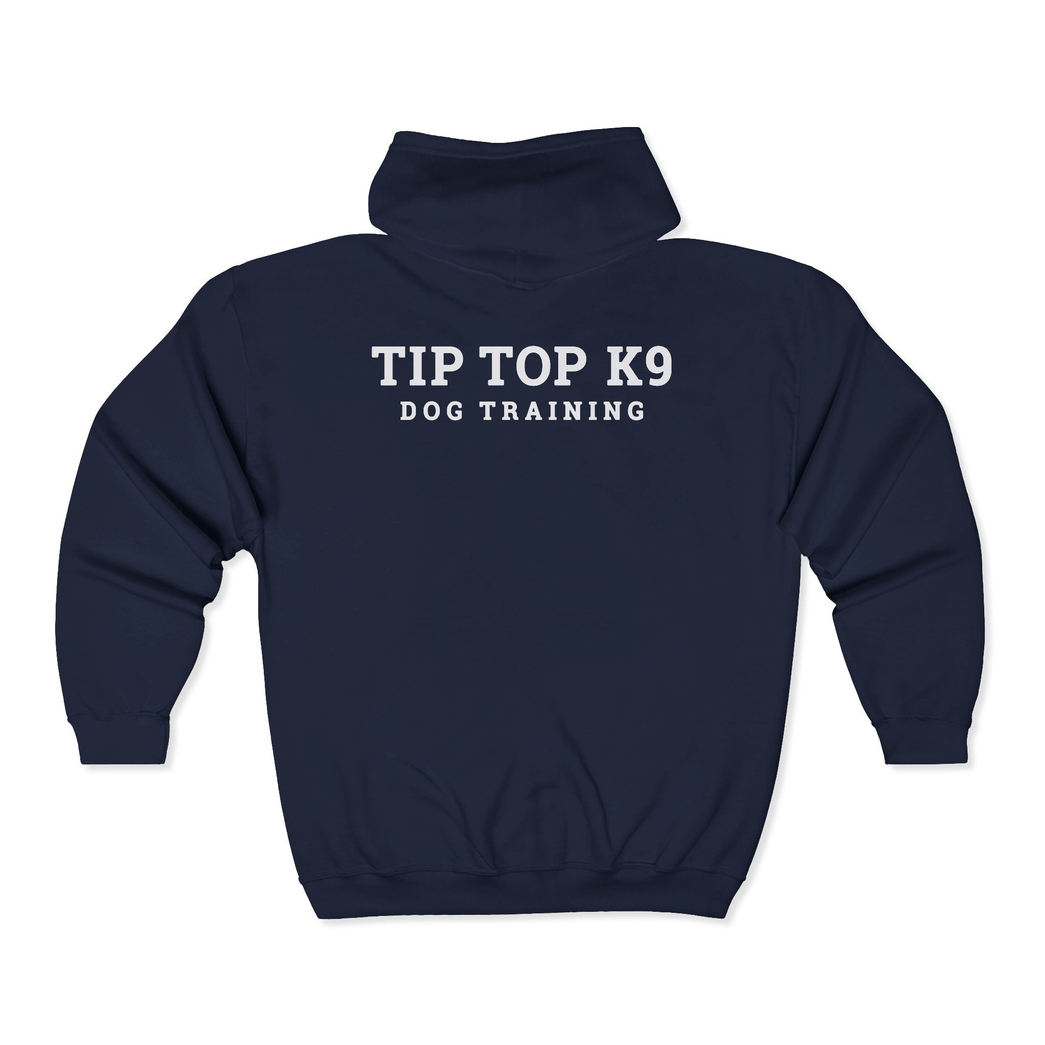 Tip Top K9 Dog Training Full-Zip Hoodie — Logo Zip-Up Sweatshirt for Dog Trainers