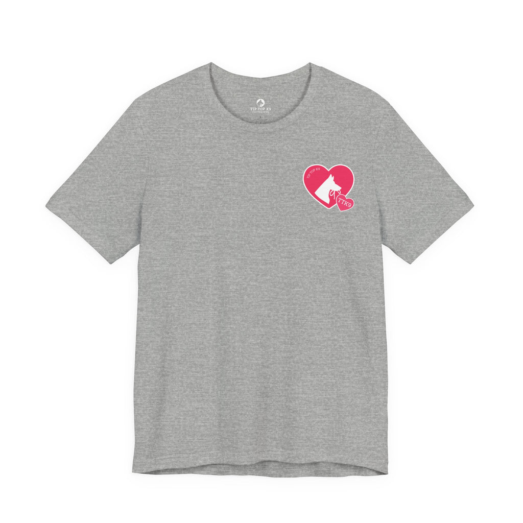 "Pitbull Pink" Style Tip Top K9 We Heart Dogs Heart T-Shirt