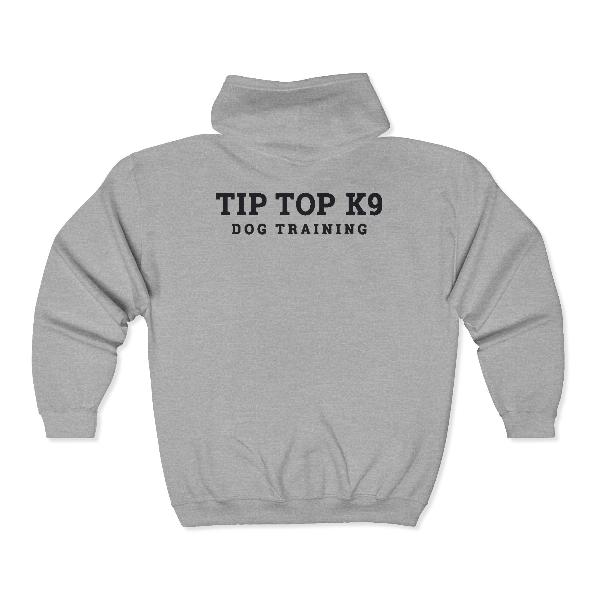 Tip Top K9 Dog Training Full-Zip Hoodie — Logo Zip-Up Sweatshirt for Dog Trainers