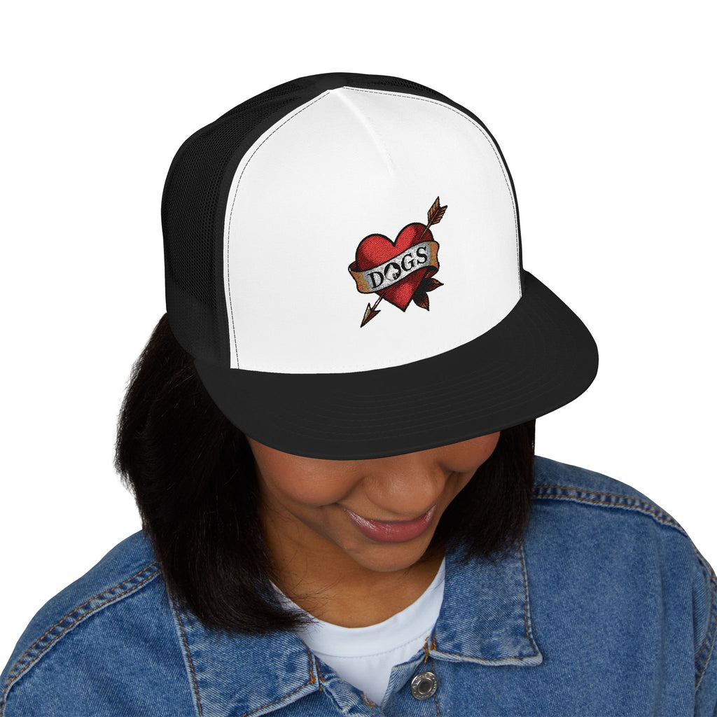 Embroidered Heart Trucker Cap - Tip Top K9 Tattoo Style Trucker
