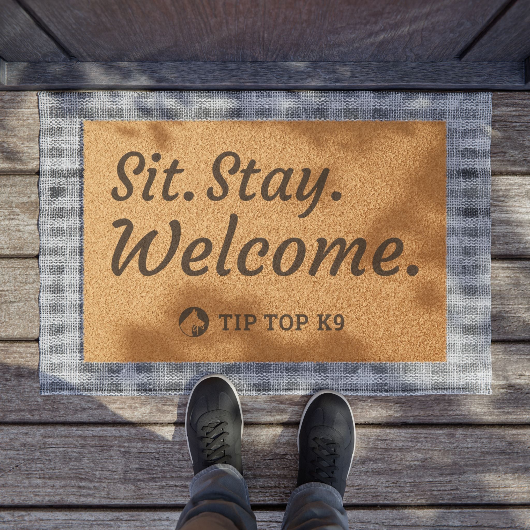 Doormat — "Sit. Stay. Welcome." Coir Pet-Themed Welcome Mat