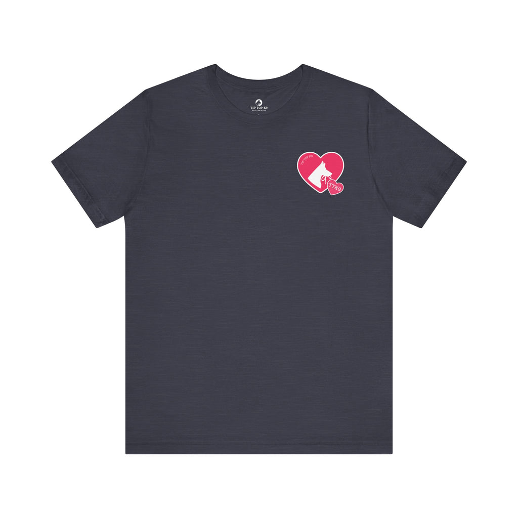 "Pitbull Pink" Style Tip Top K9 We Heart Dogs Heart T-Shirt