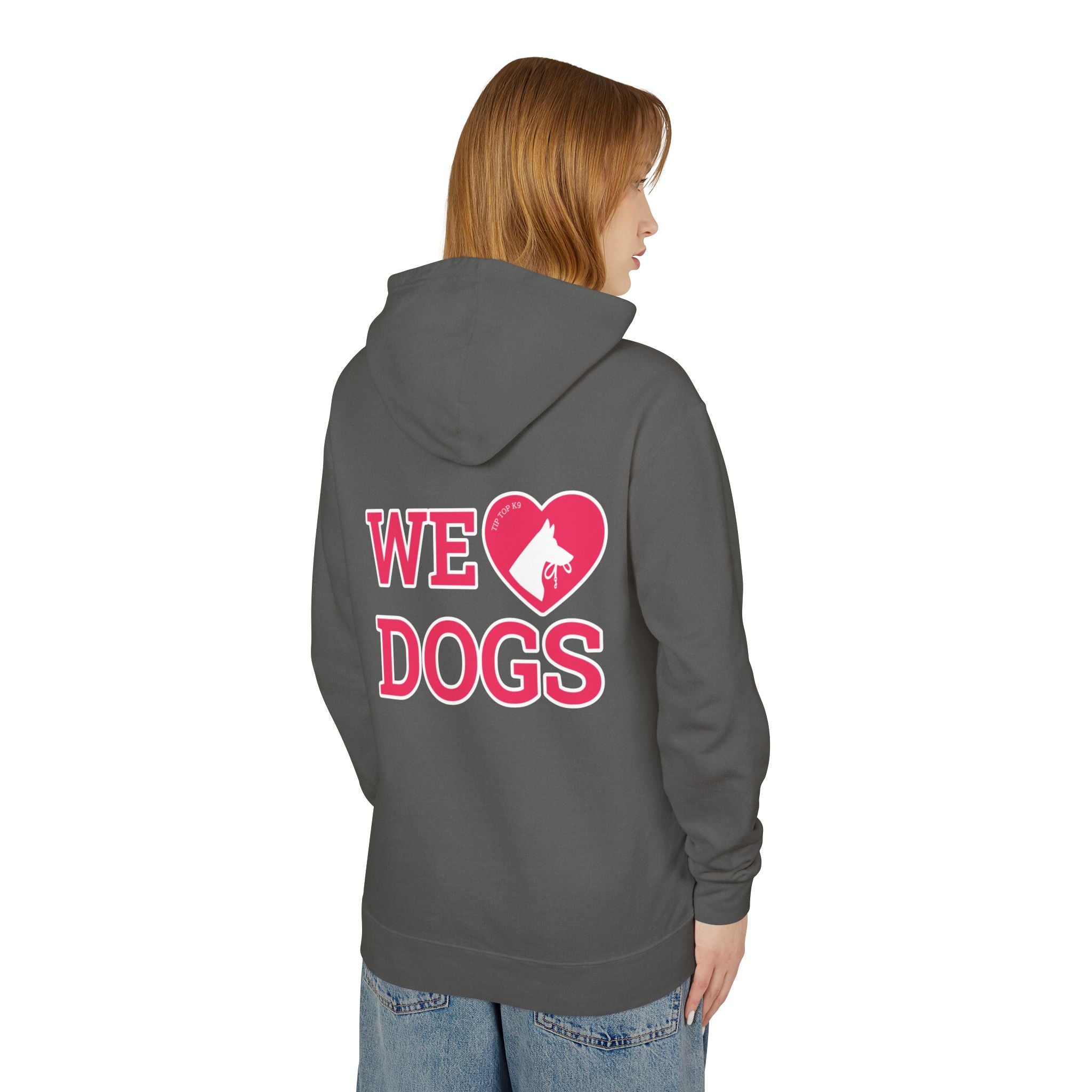 We Love Dogs Hoodie – Heart Paw Graphic Lightweight Sweatshirt