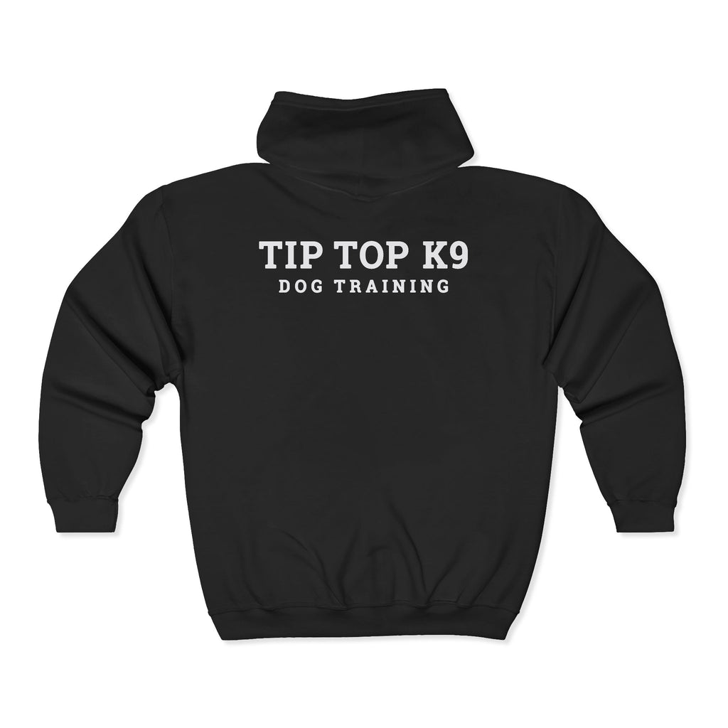 Tip Top K9 Dog Training Full-Zip Hoodie — Logo Zip-Up Sweatshirt for Dog Trainers