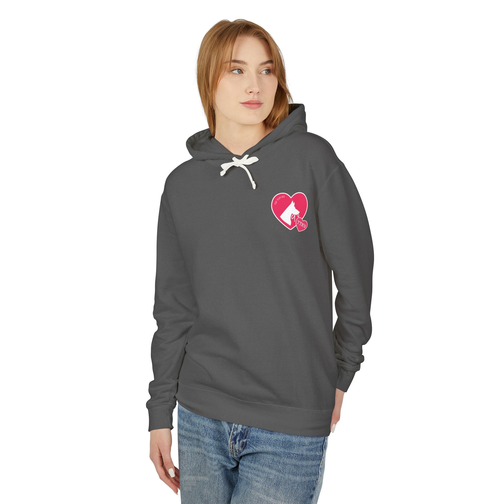 We Love Dogs Hoodie – Heart Paw Graphic Lightweight Sweatshirt