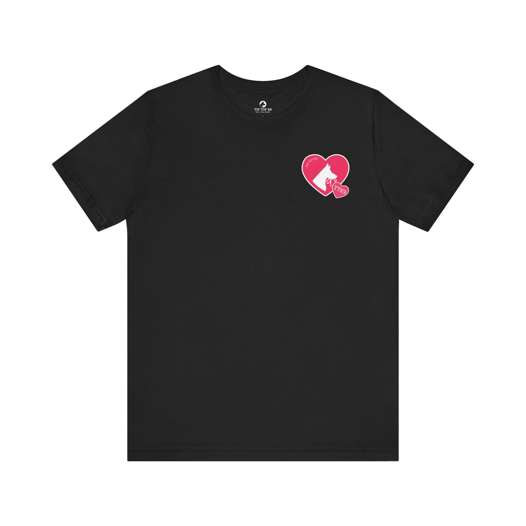 "Pitbull Pink" Style Tip Top K9 We Heart Dogs Heart T-Shirt