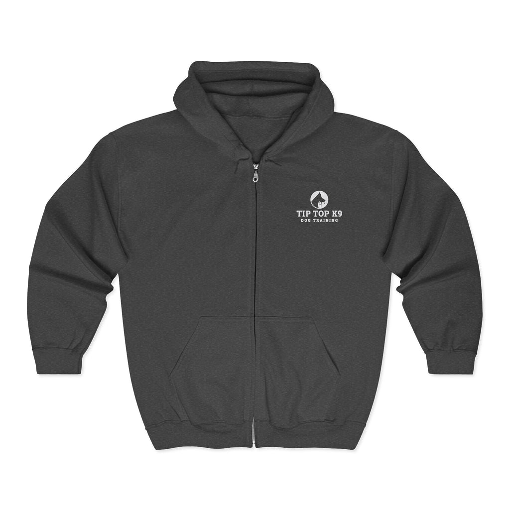 Tip Top K9 Dog Training Full-Zip Hoodie — Logo Zip-Up Sweatshirt for Dog Trainers