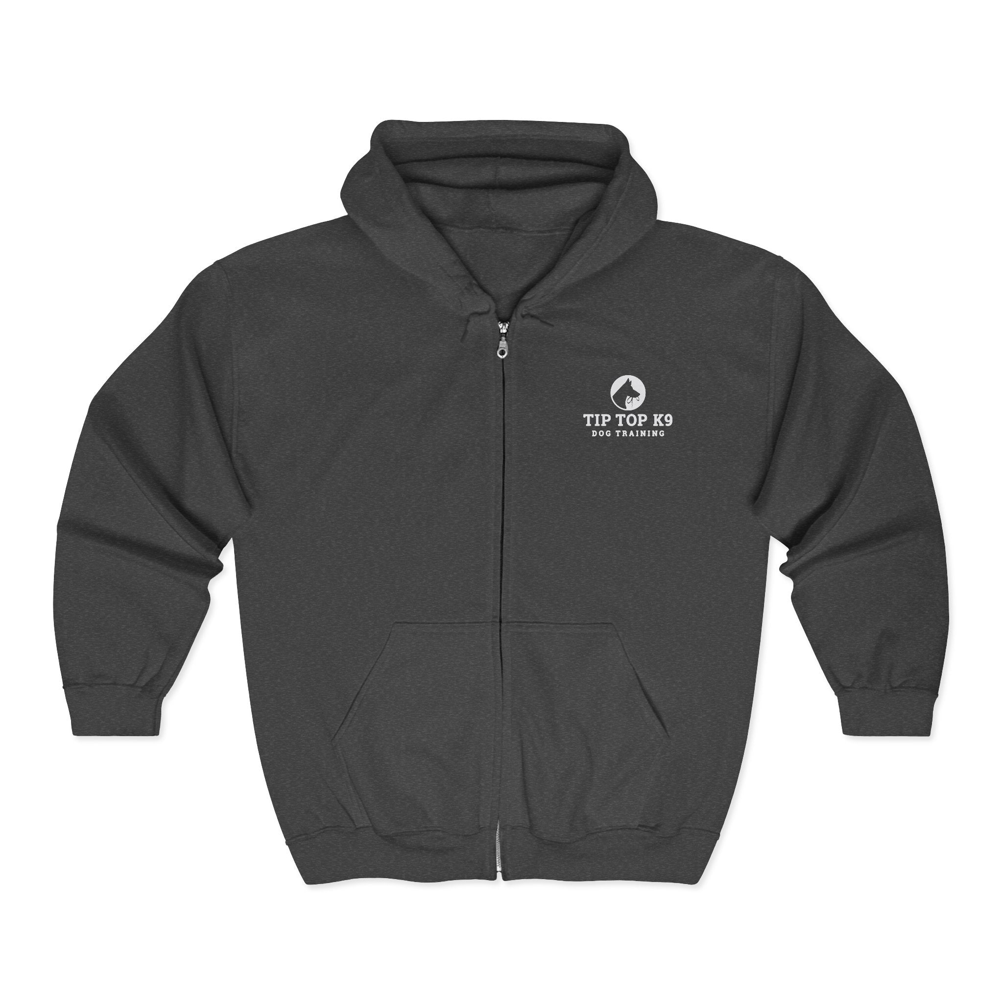 Tip Top K9 Dog Training Full-Zip Hoodie — Logo Zip-Up Sweatshirt for Dog Trainers