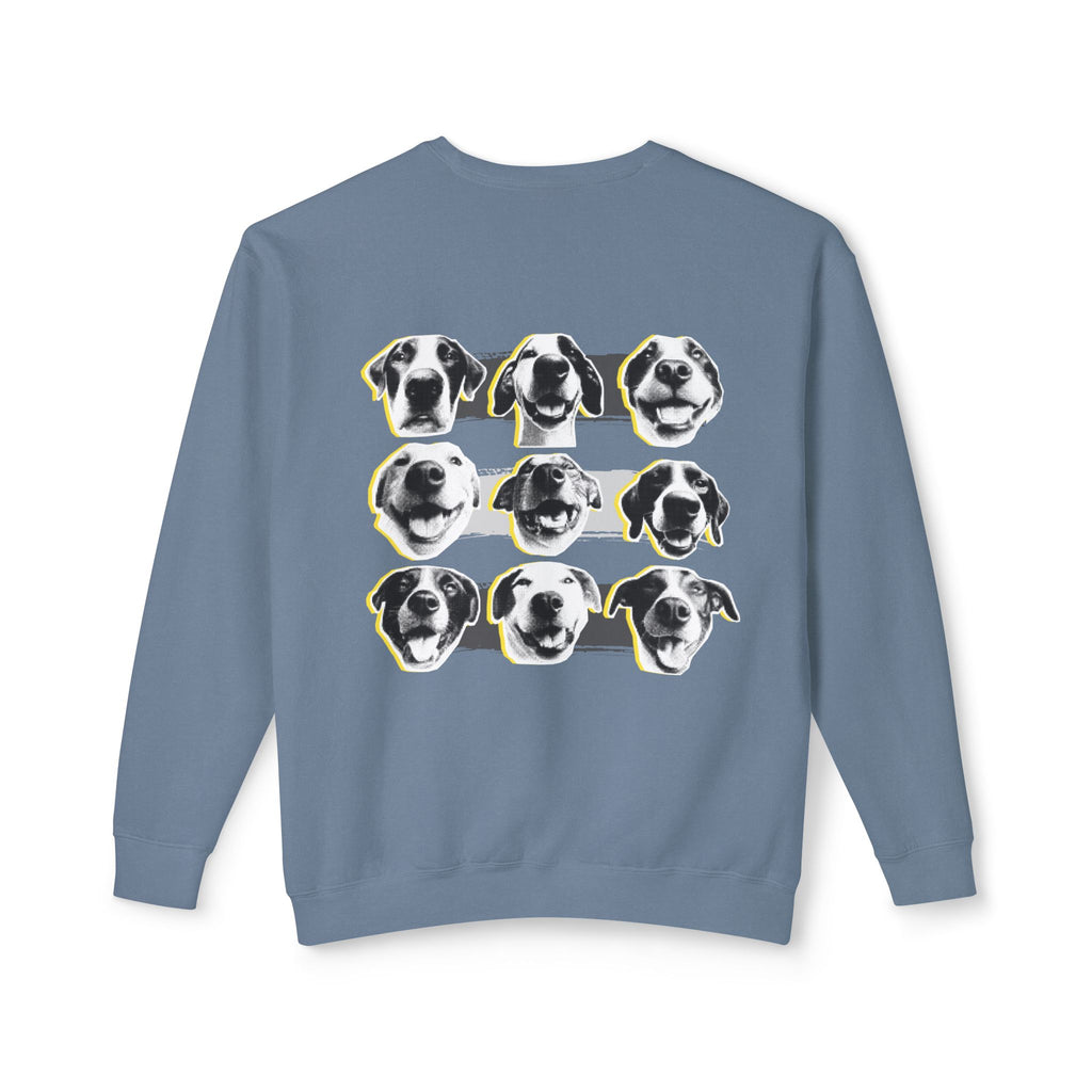 Dog Smile Crewneck Sweatshirt — "Tip Top Dogs Tip Top Smiles" Graphic