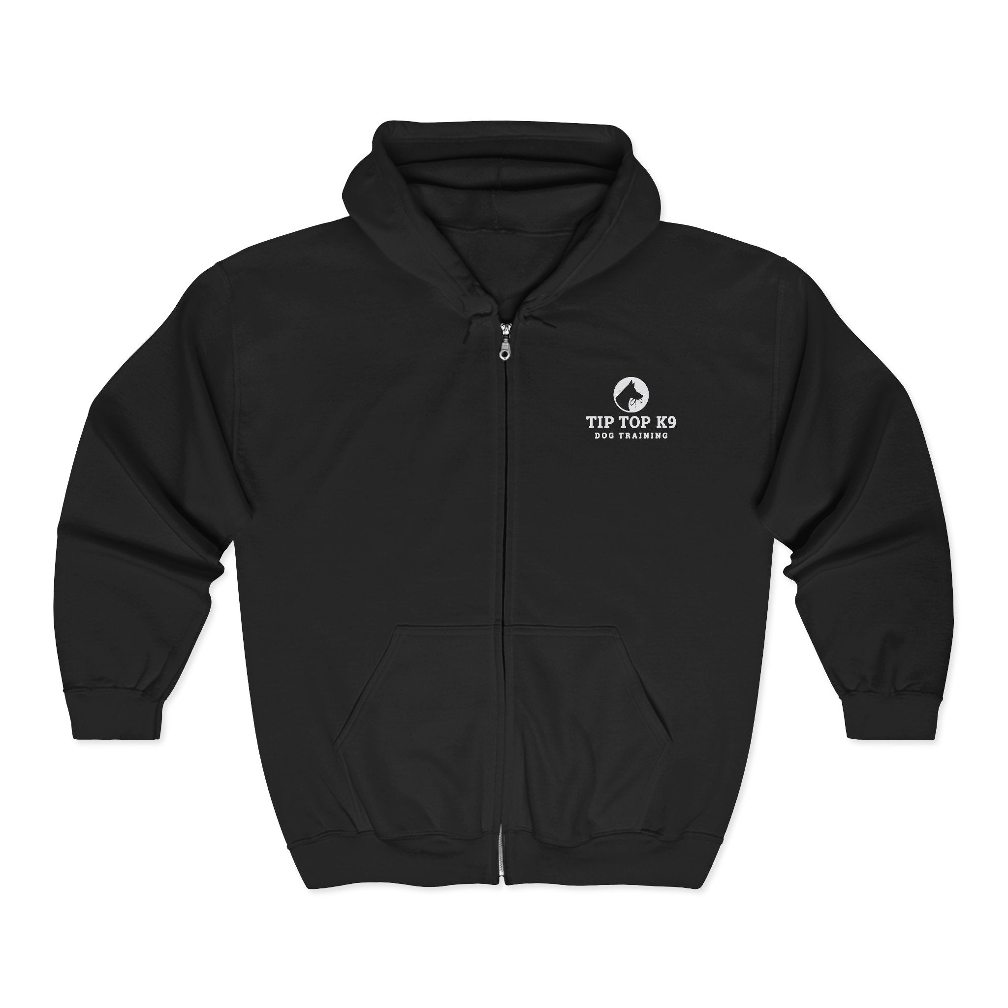 Tip Top K9 Dog Training Full-Zip Hoodie — Logo Zip-Up Sweatshirt for Dog Trainers