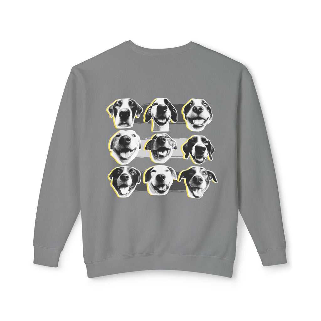 Dog Smile Crewneck Sweatshirt — "Tip Top Dogs Tip Top Smiles" Graphic