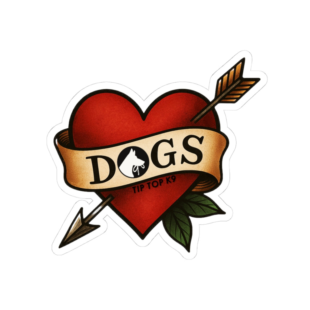 Tattoo Style Tip Top K9 Heart Kiss Cut Sticker