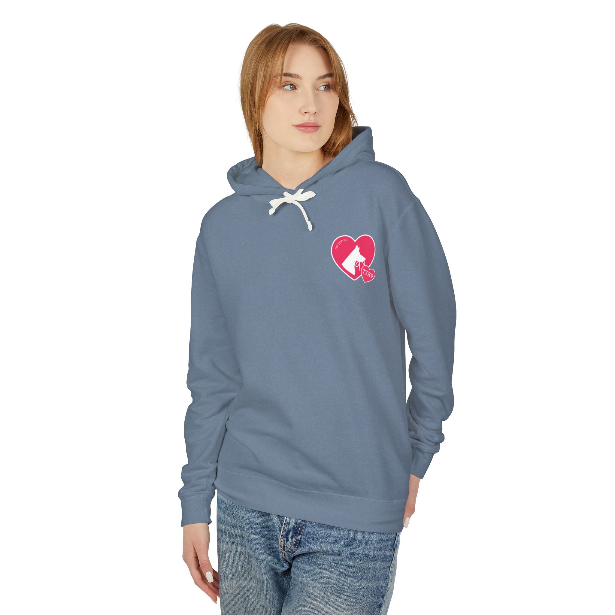 We Love Dogs Hoodie – Heart Paw Graphic Lightweight Sweatshirt