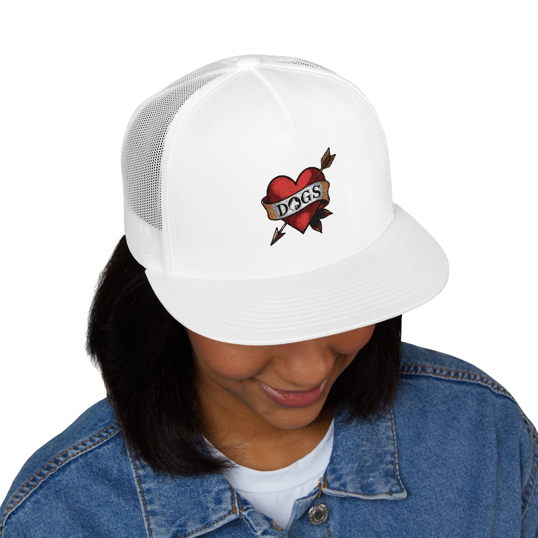 Embroidered Heart Trucker Cap - Tip Top K9 Tattoo Style Trucker