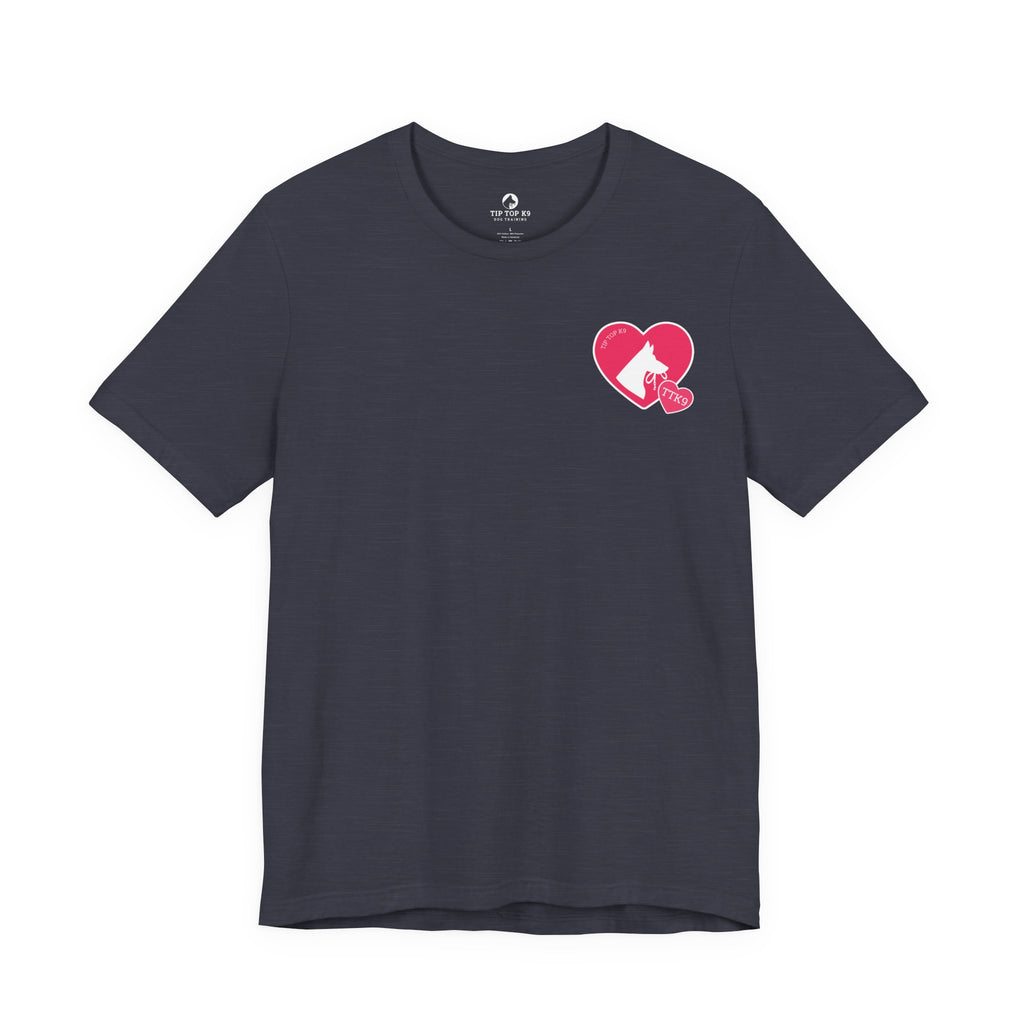 "Pitbull Pink" Style Tip Top K9 We Heart Dogs Heart T-Shirt
