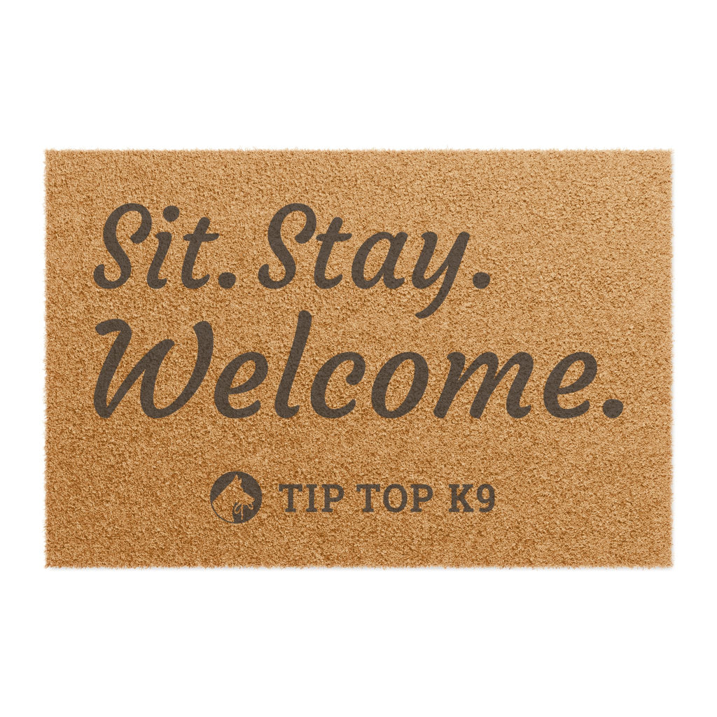 Doormat — "Sit. Stay. Welcome." Coir Pet-Themed Welcome Mat