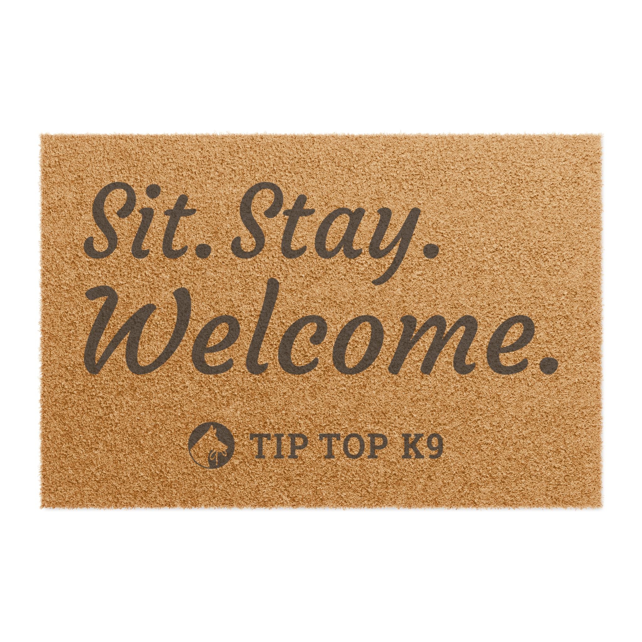 Doormat — "Sit. Stay. Welcome." Coir Pet-Themed Welcome Mat