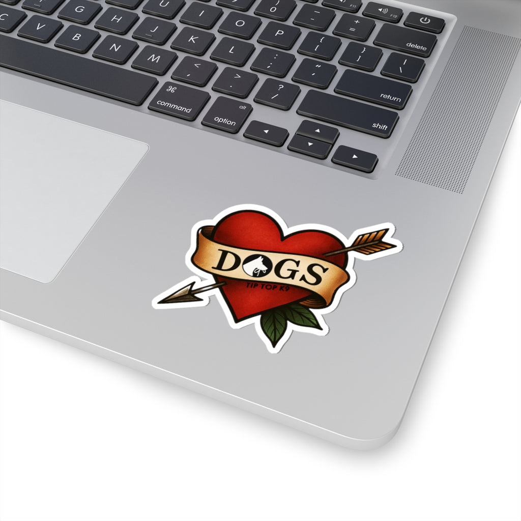 Tattoo Style Tip Top K9 Heart Kiss Cut Sticker
