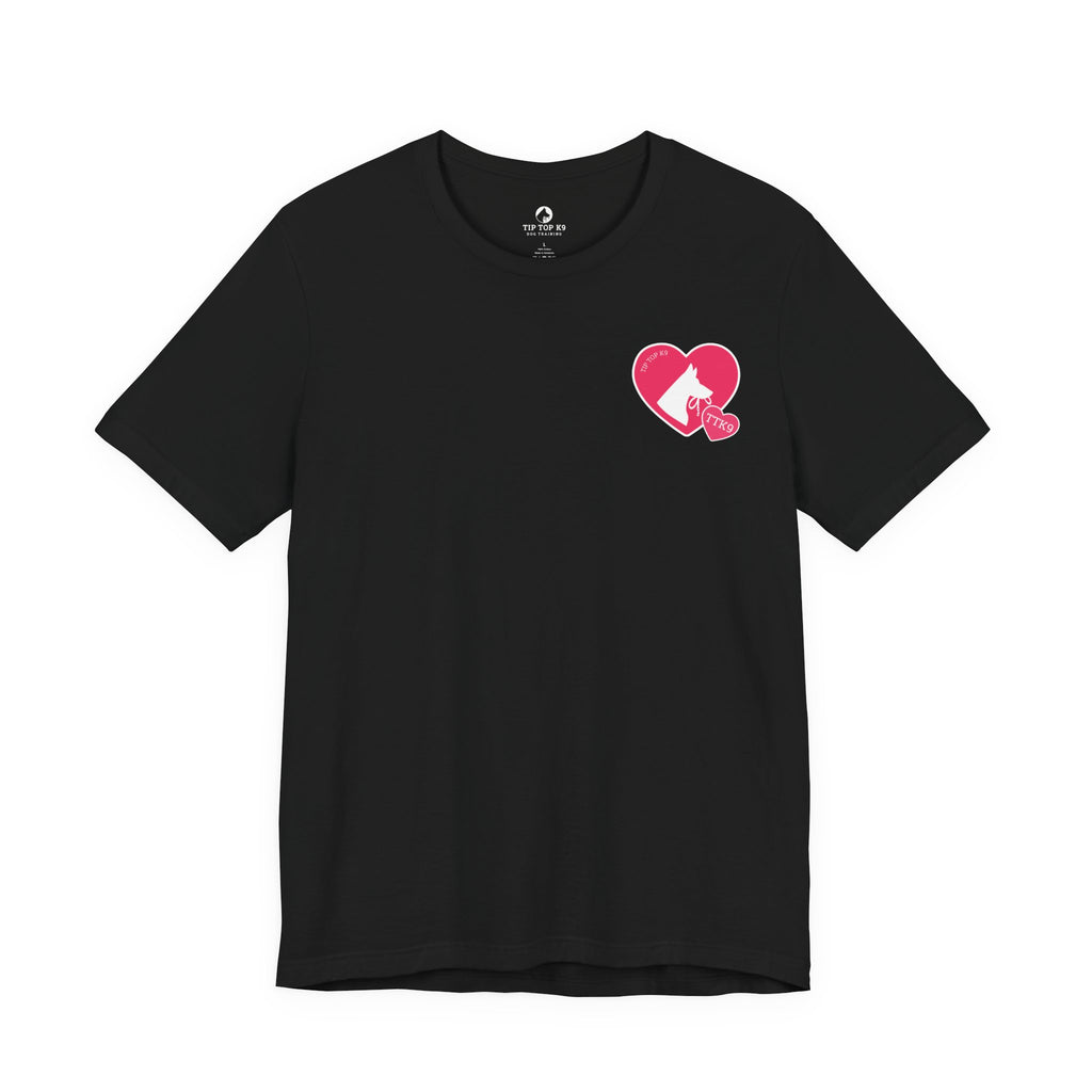 "Pitbull Pink" Style Tip Top K9 We Heart Dogs Heart T-Shirt