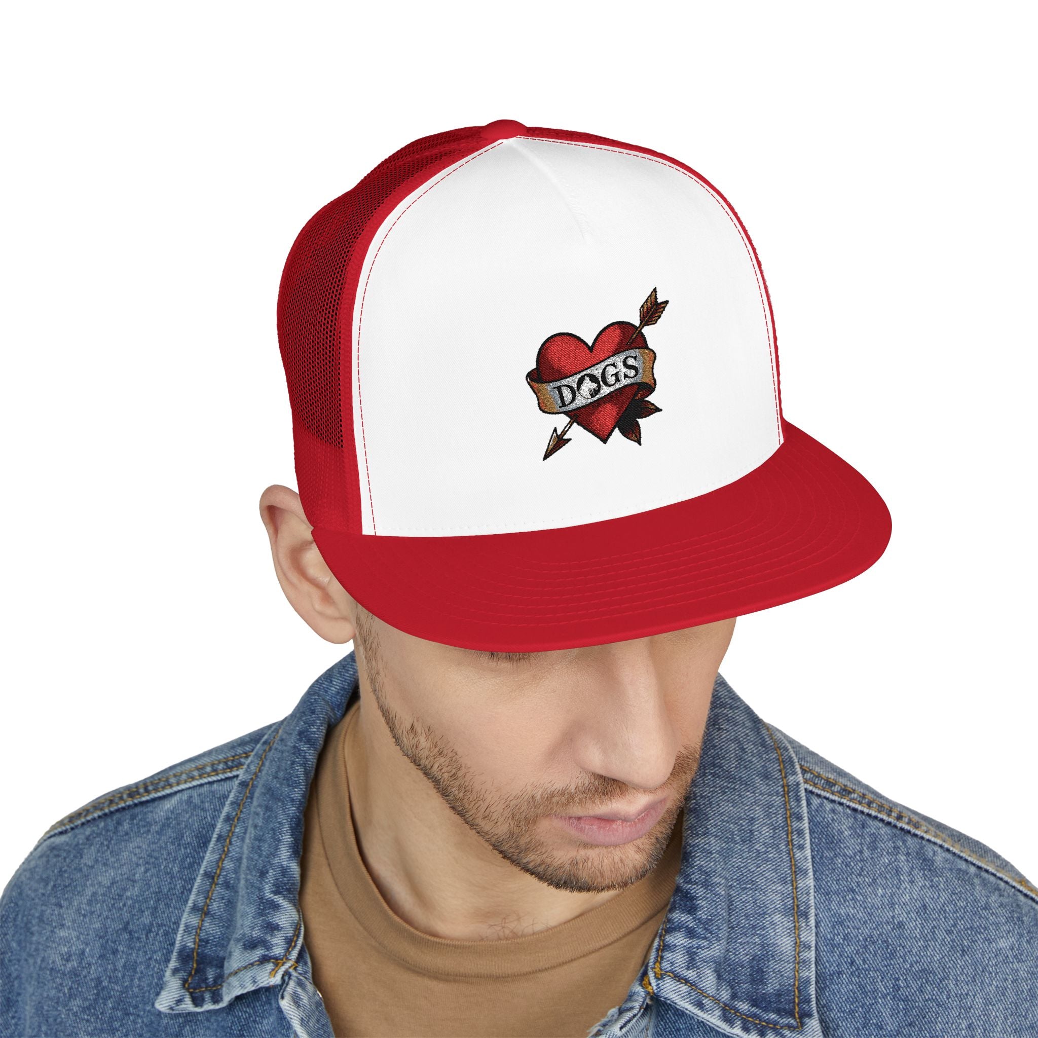 Embroidered Heart Trucker Cap - Tip Top K9 Tattoo Style Trucker