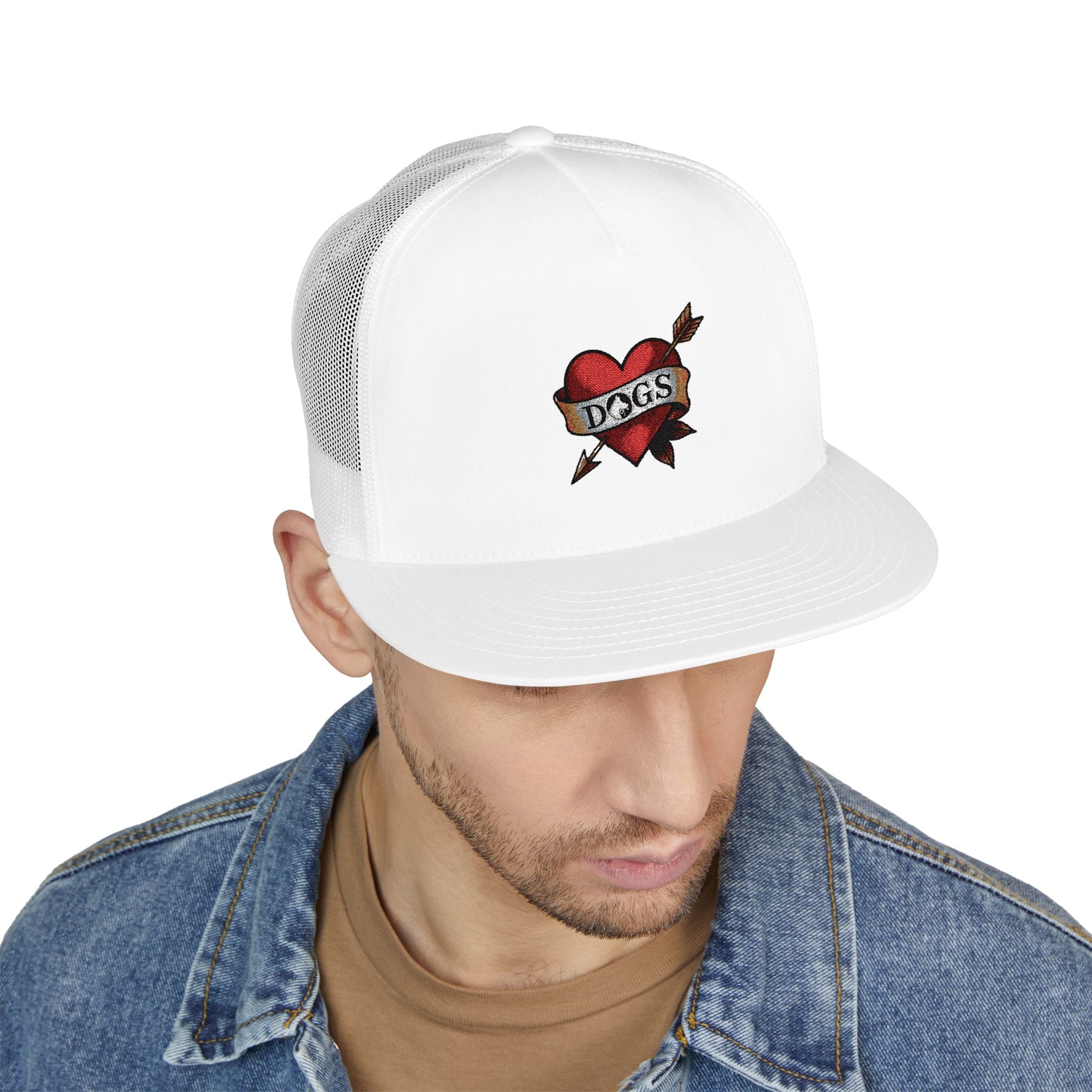 Embroidered Heart Trucker Cap - Tip Top K9 Tattoo Style Trucker