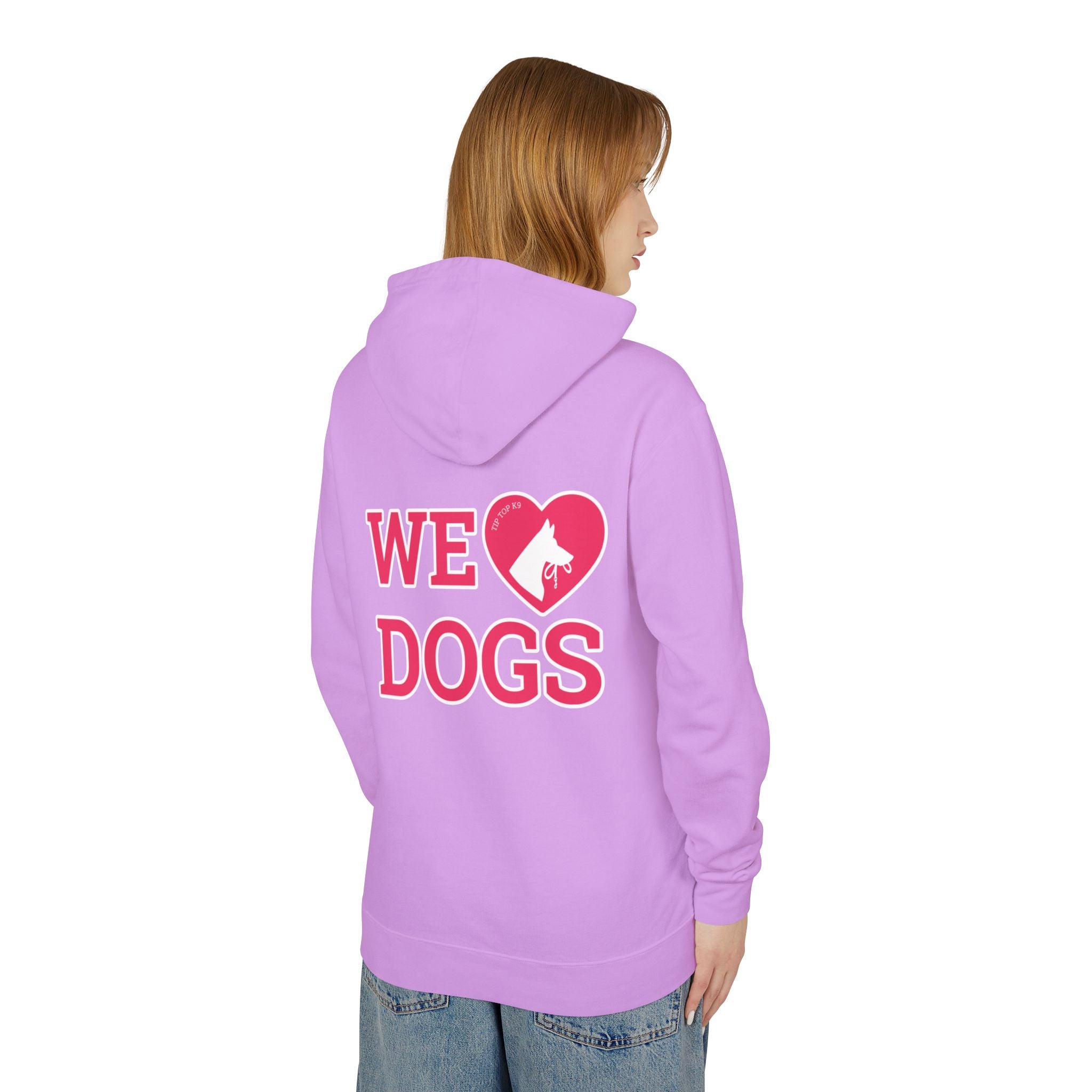 We Love Dogs Hoodie – Heart Paw Graphic Lightweight Sweatshirt