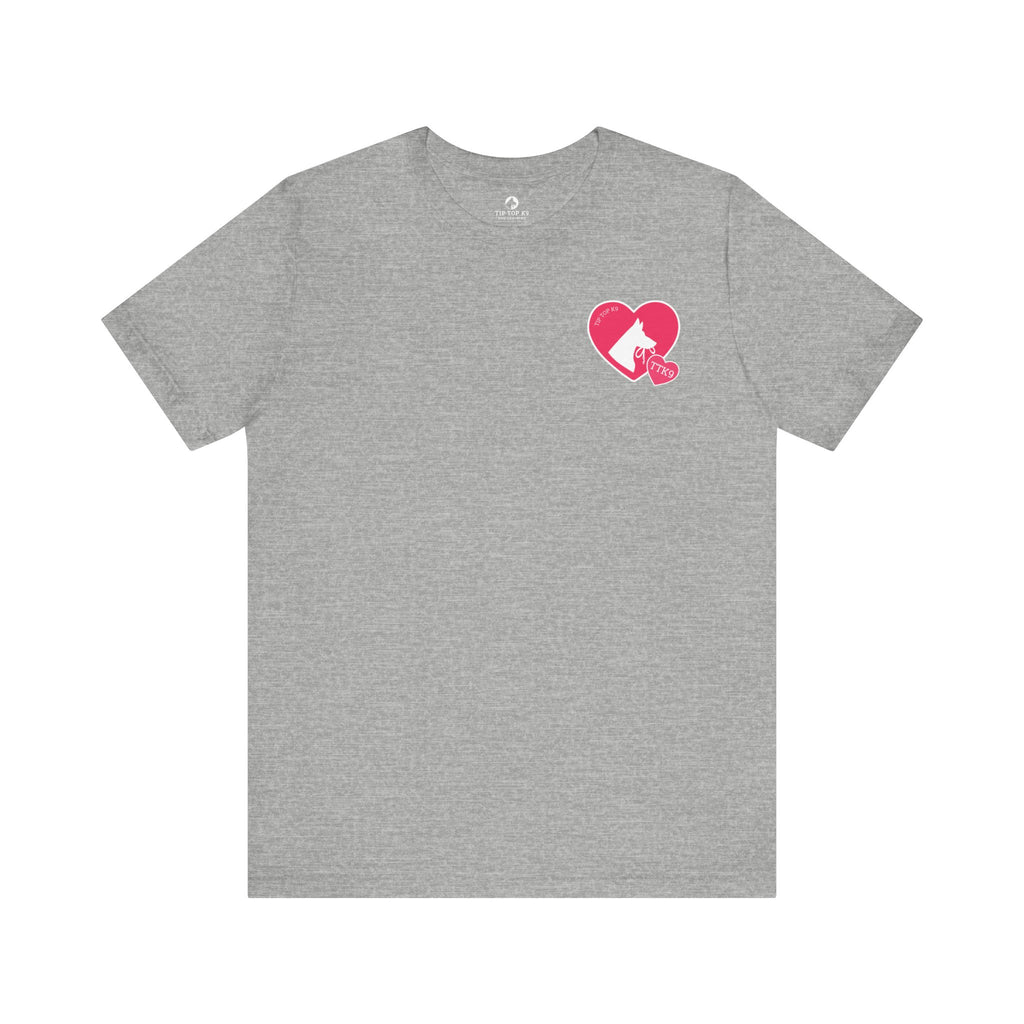 "Pitbull Pink" Style Tip Top K9 We Heart Dogs Heart T-Shirt