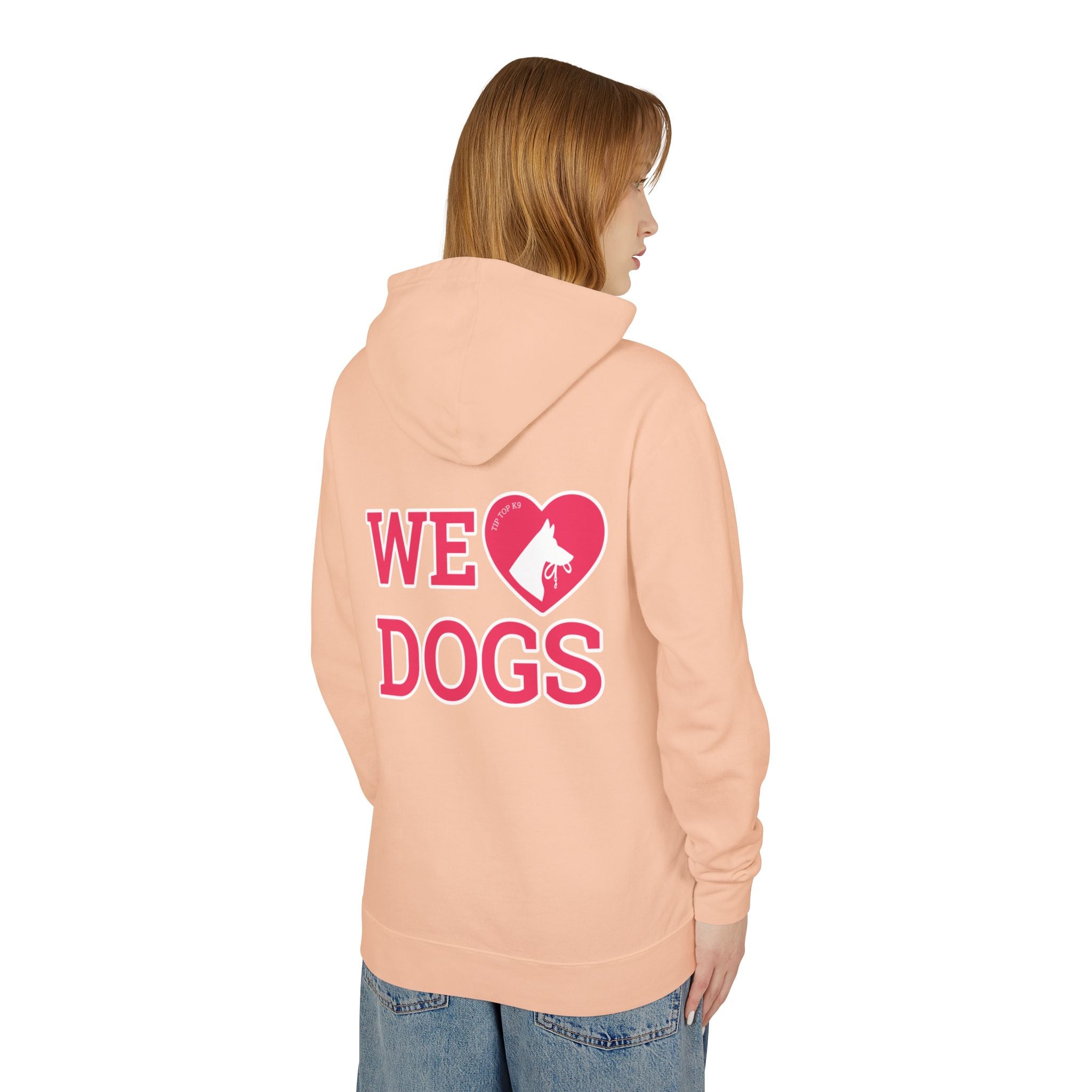 We Love Dogs Hoodie – Heart Paw Graphic Lightweight Sweatshirt