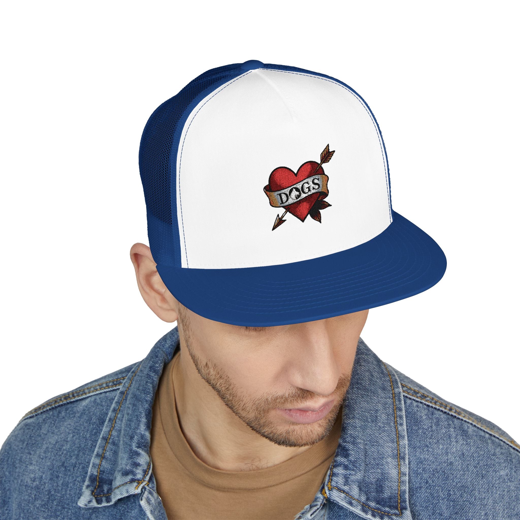 Embroidered Heart Trucker Cap - Tip Top K9 Tattoo Style Trucker
