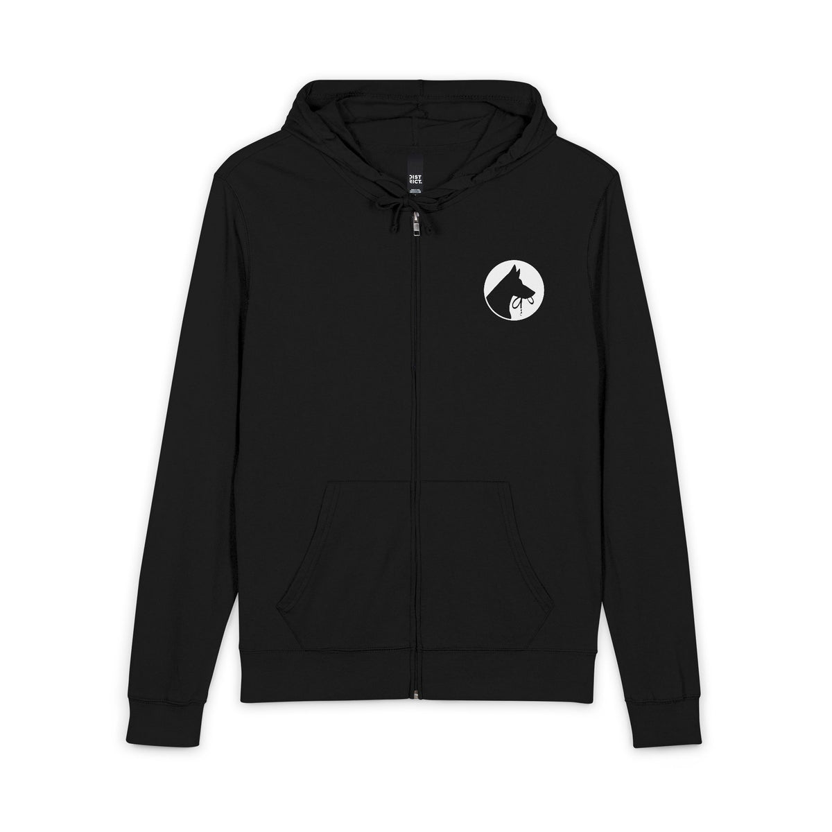 Black Full-Zip Hoodie With Dog Head Logo
