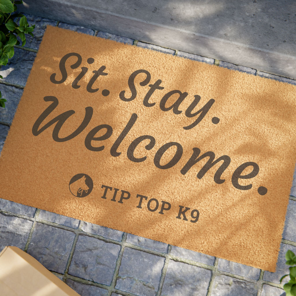 Doormat — "Sit. Stay. Welcome." Coir Pet-Themed Welcome Mat