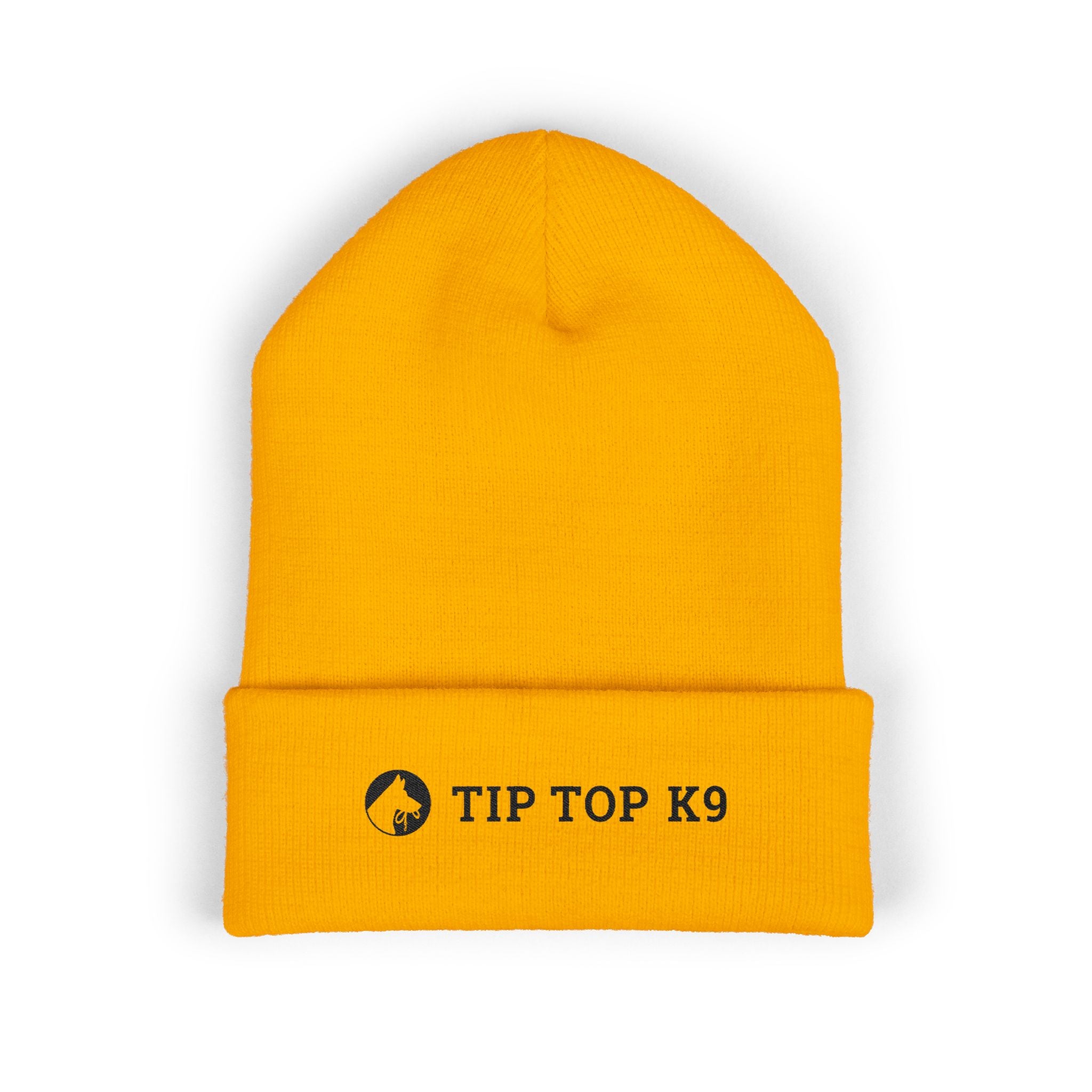 Tip Top K9 Embroidered Cuffed Beanie - Bright Yellow Dog Trainer Hat